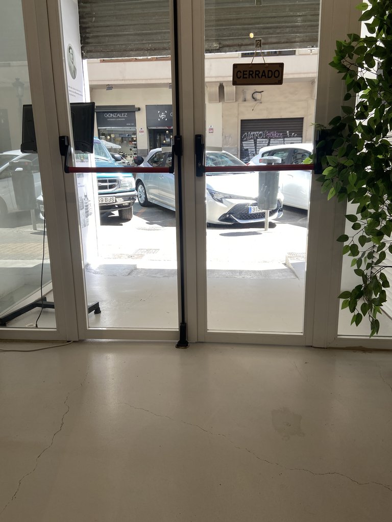 Puertas batientes de acceso al establecimiento.