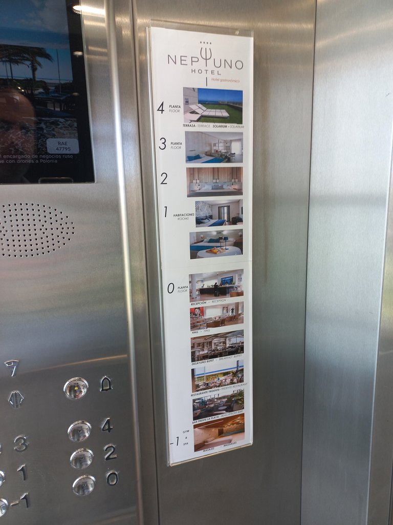 Comunicación aumentativa (fotografías) en panel informativo para plantas en ascensor