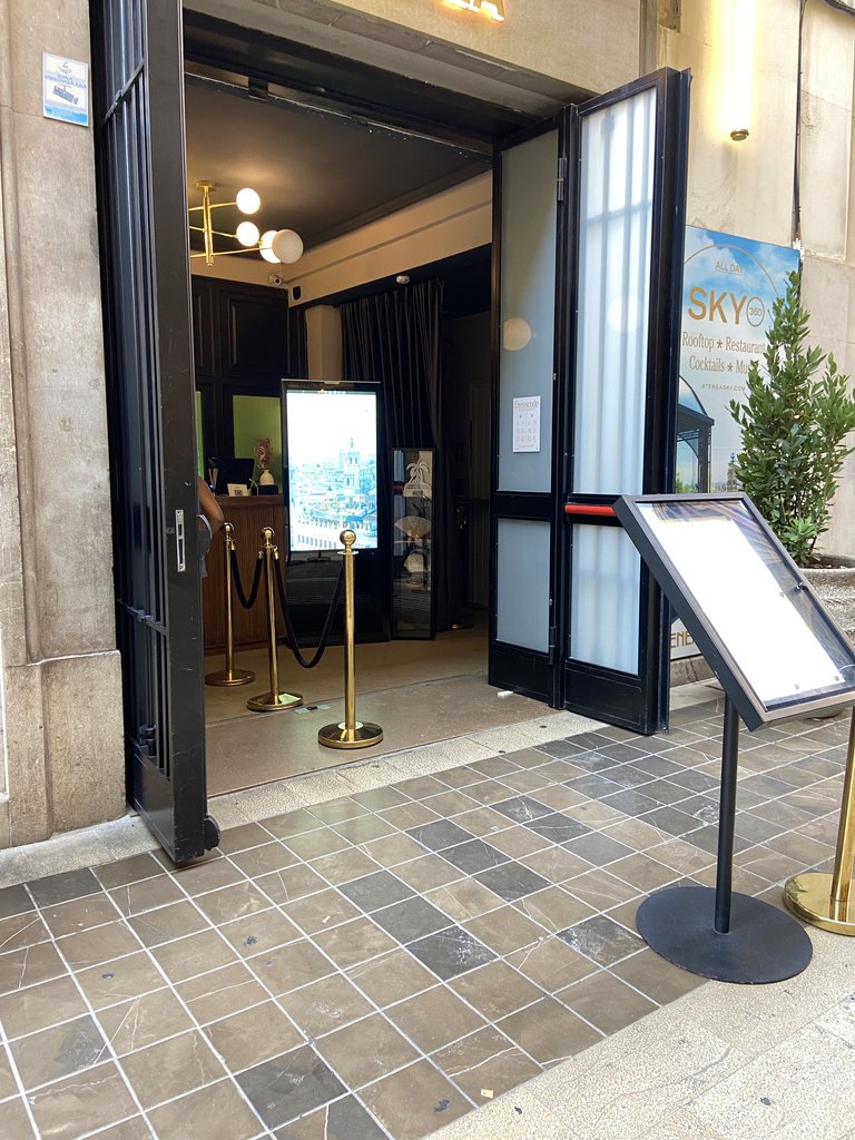 Access doors to the establishment.