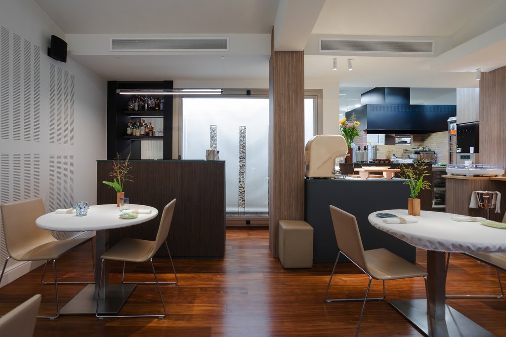 Salón comedor con una correcta iluminación,mesas accesibles y altura adecuada.