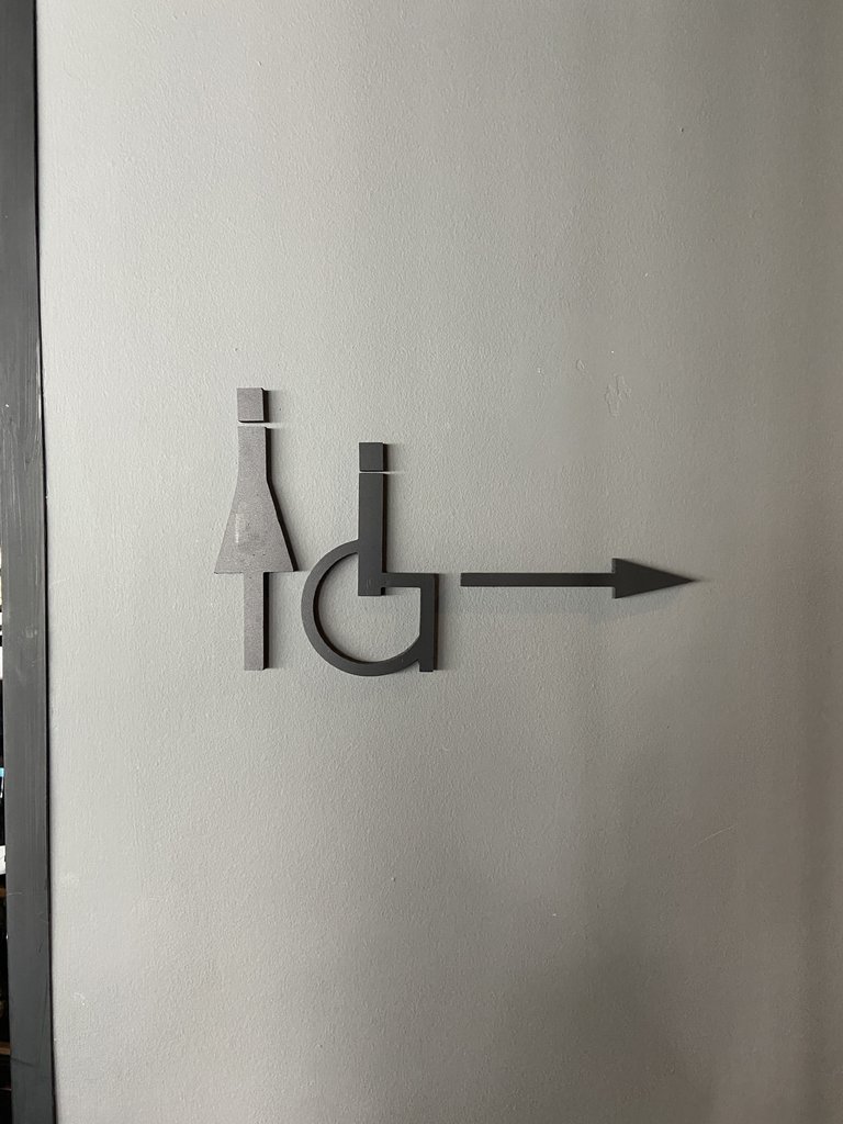 Señalización acceso a baños comunes.