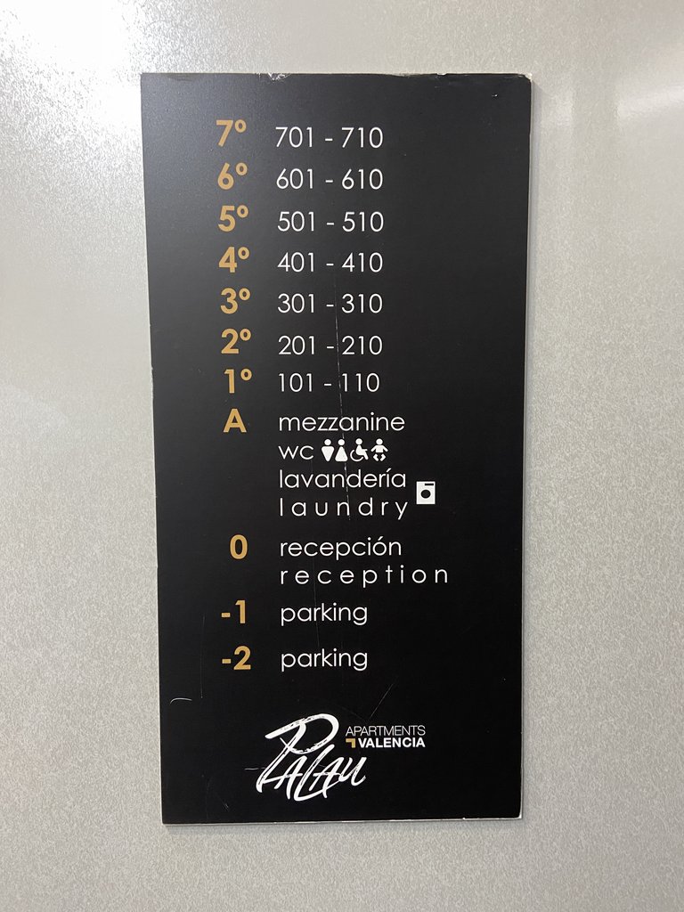 Information panel with different spaces by floors.