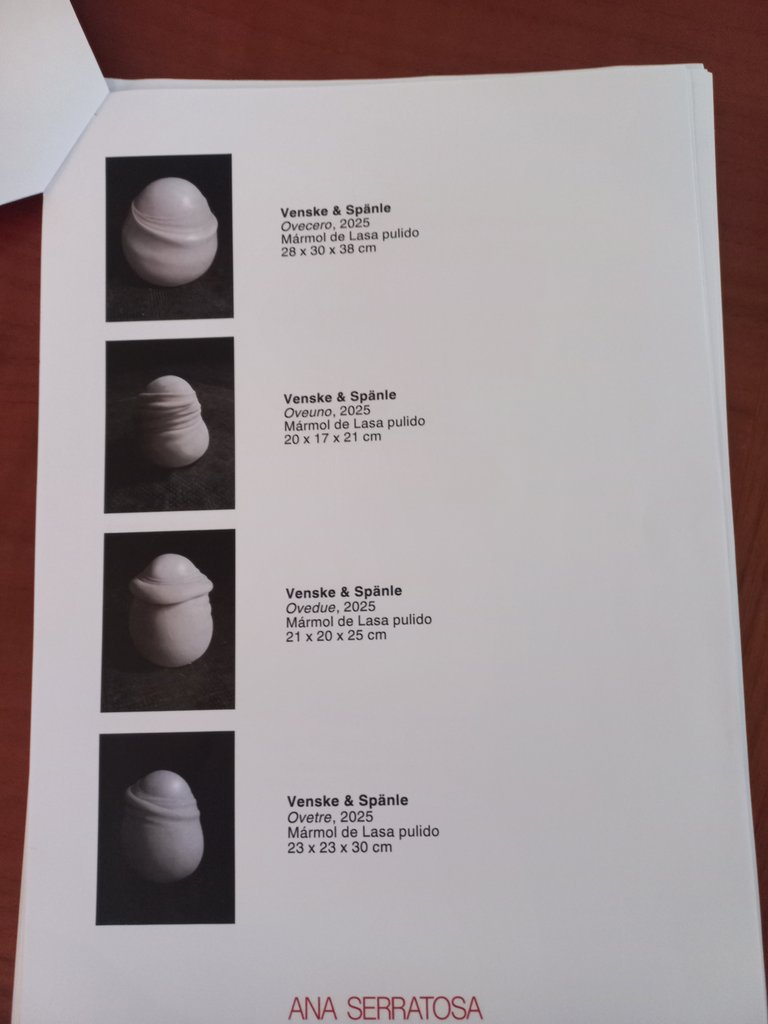 Catalog with information in text and images. Chromatically contrasted information against the background. Sans-serif font.