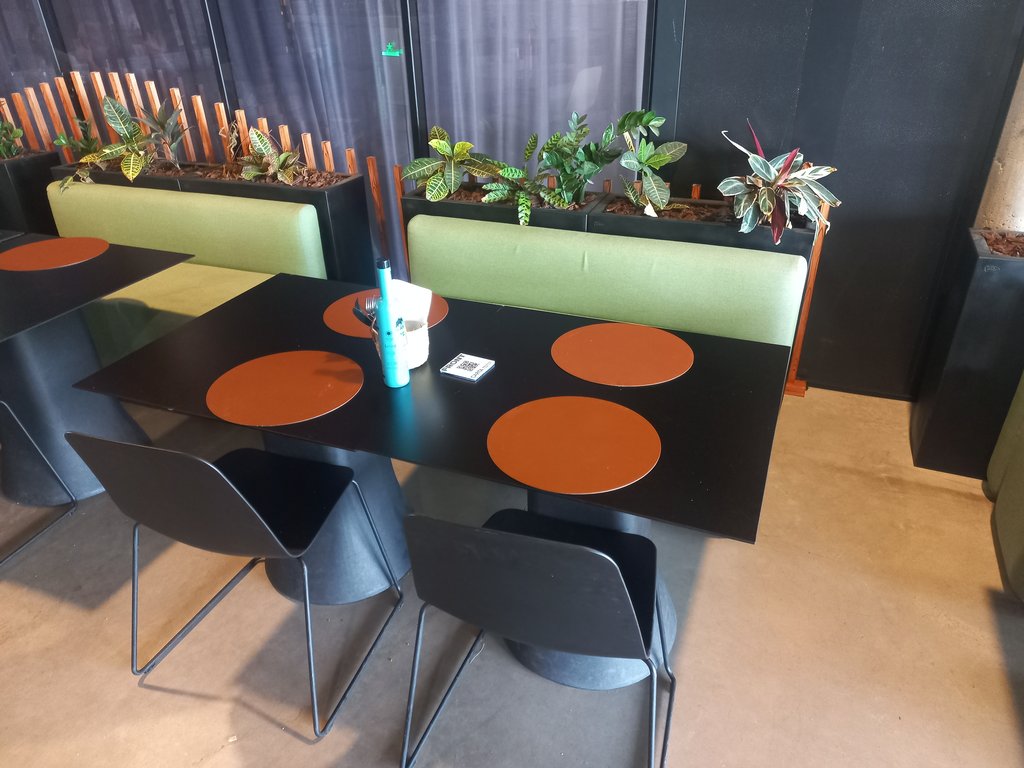 Sufficiently lit tables. No reflections or shadows.