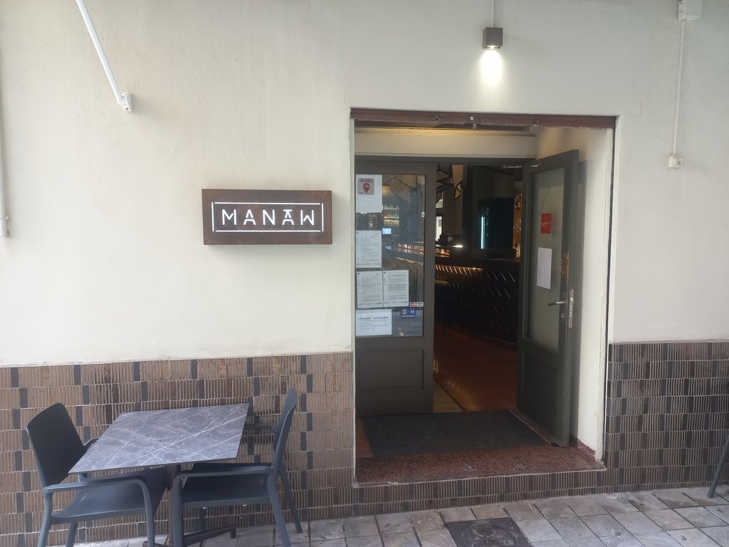 Establishment recognizable from the outside with a sign on the facade.