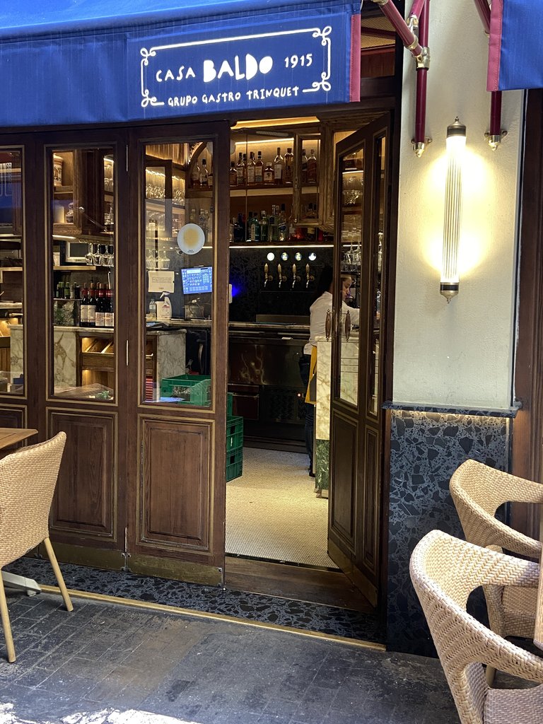 Swing doors for access to the establishment.