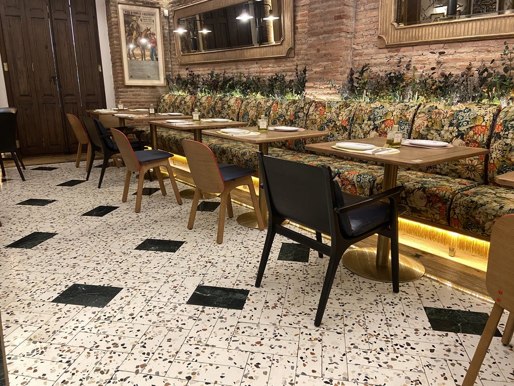 Upper dining room with accessible tables at the right height.