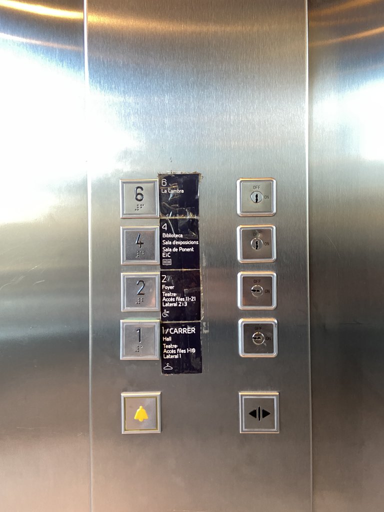 Accessible elevator with braille and illuminated buttons.