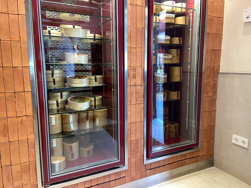 Display cases at different heights for clients with certain needs.