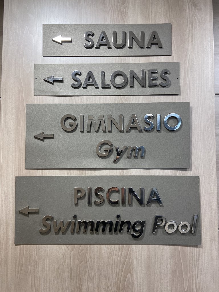 Directional signage in high relief.