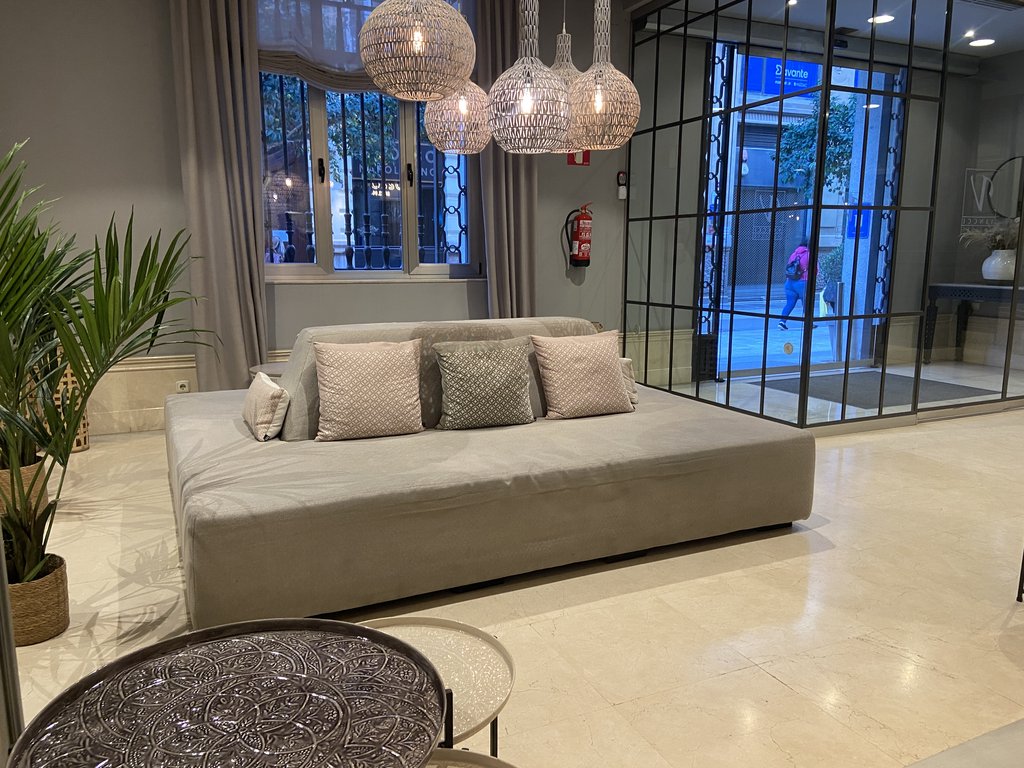 Reception hall with accessible rest area and properly lit.