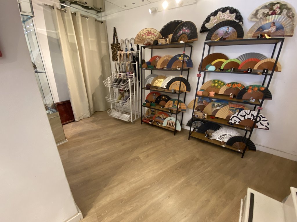 Accessible space with product shelving at different heights.