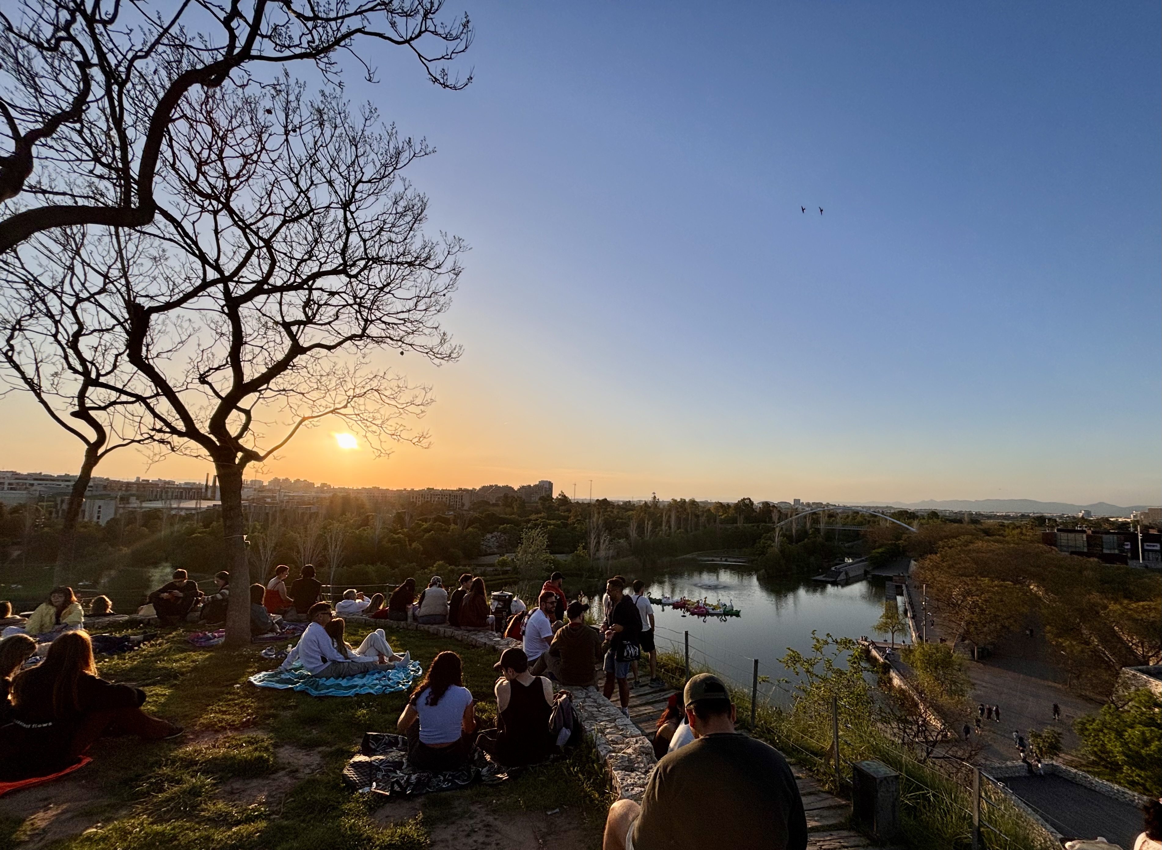 Puesta sol parque cabecera valencia