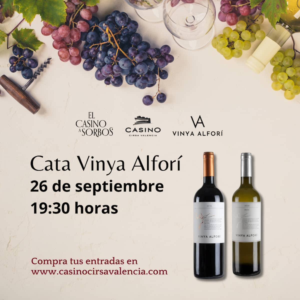 Cata de vinos en el Casino Cirsa de València