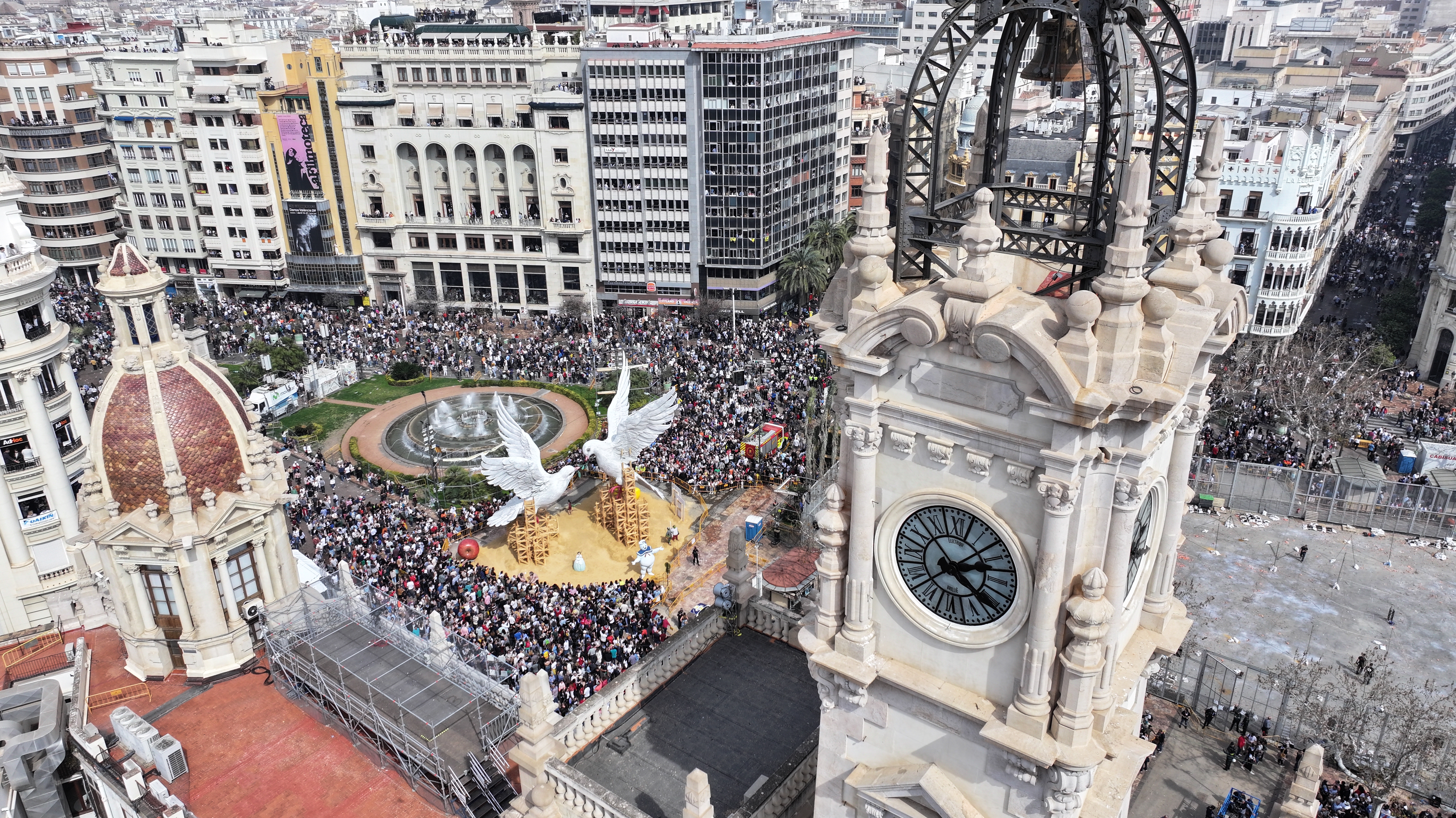 Fallas vista aérea Plaza Ayuntamiento