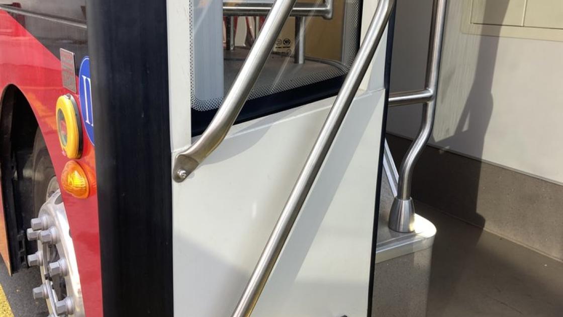 Support handrails next to the access door.