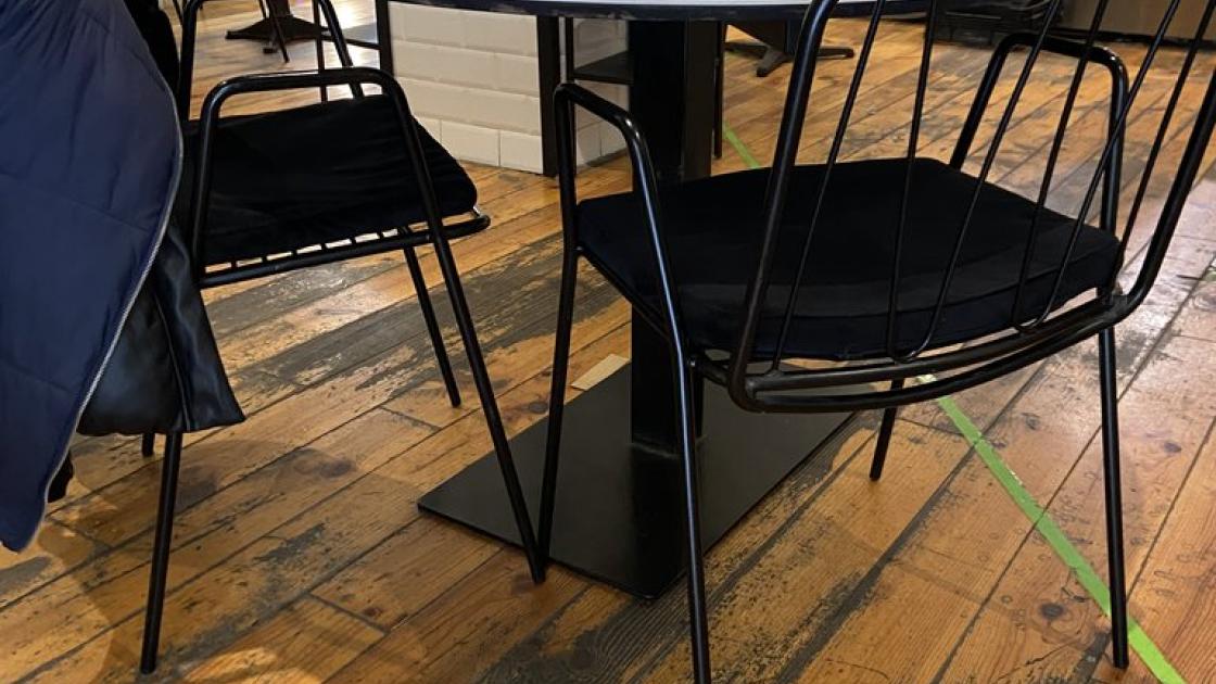 Tables with adapted height.