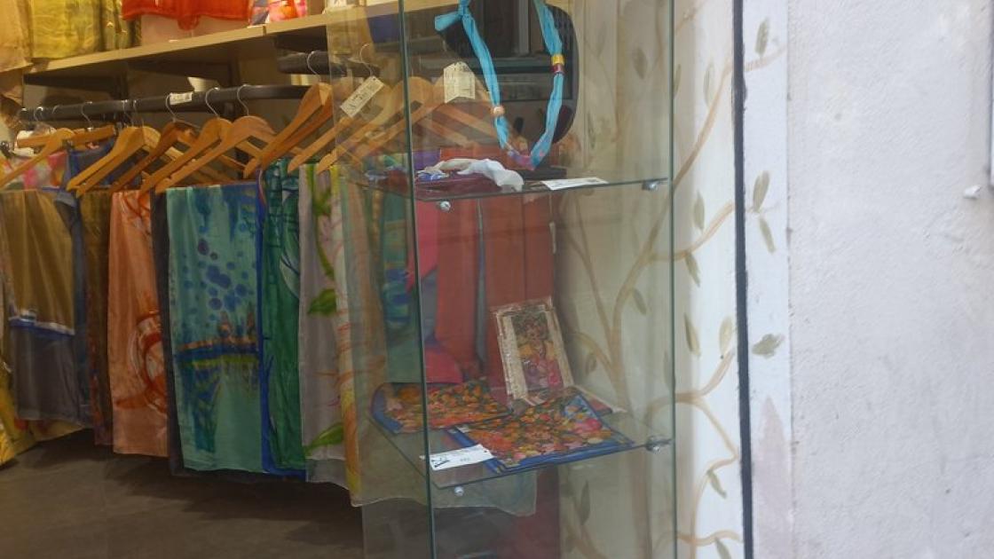 Low-height display cases.