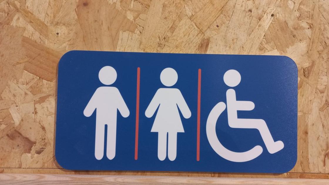 Bathroom identification pictograms.