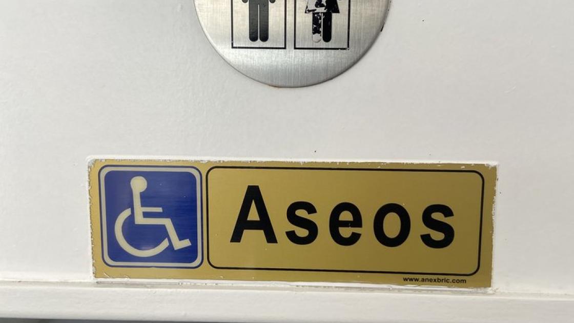 Signage for common bathrooms.