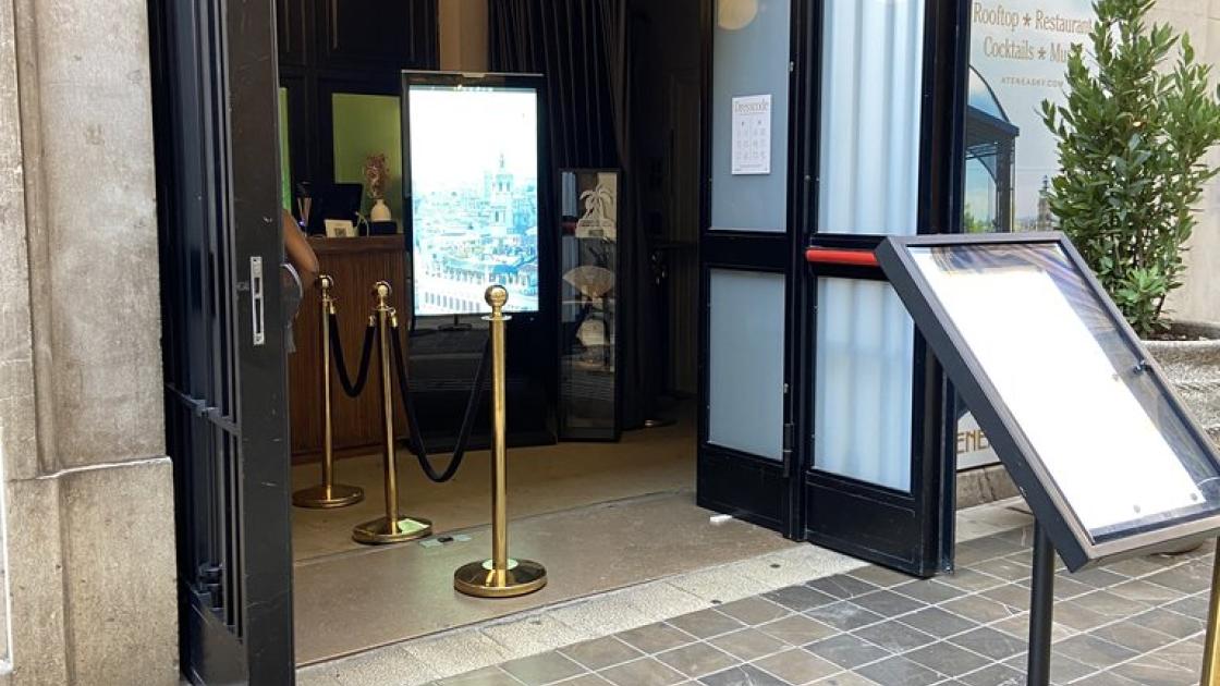 Access doors to the establishment.