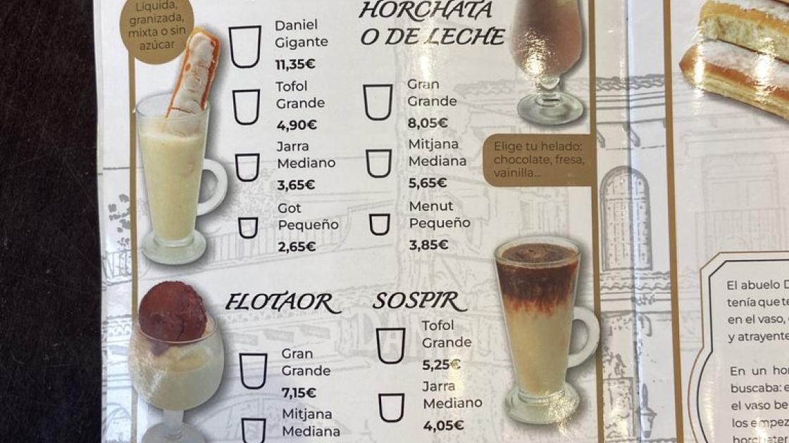 Carta de productos accesible con un tamaño de fuente correcto y fotografías de los respectivos productos.