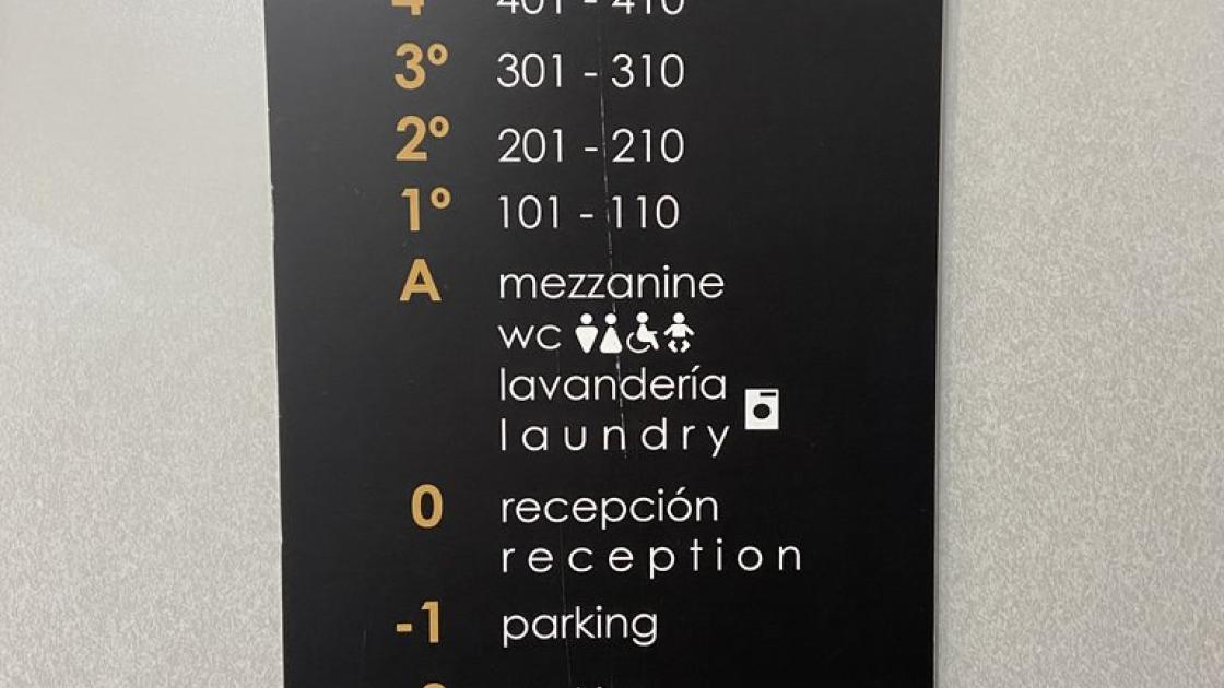 Information panel with different spaces by floors.