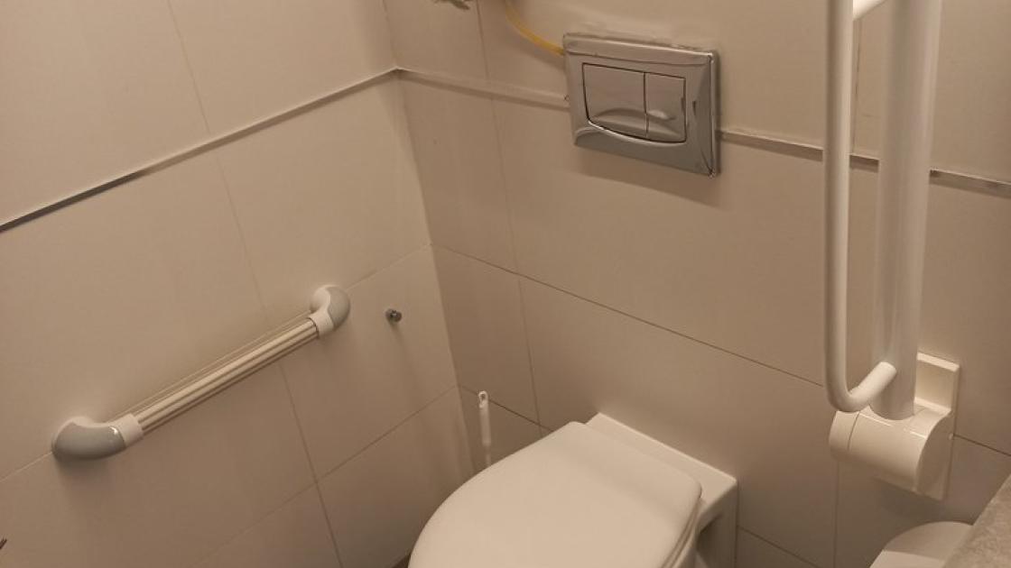 Barres abatibles en vàter de bany adaptat.
