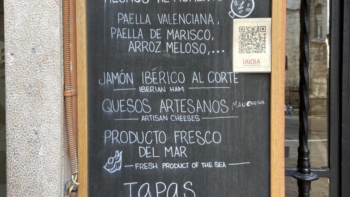 Signage menu of available restaurant products.
