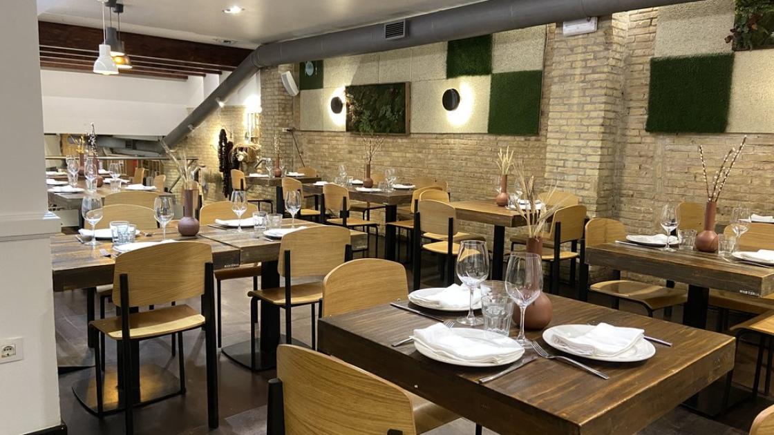 Accessible dining room with space to facilitate mobility.