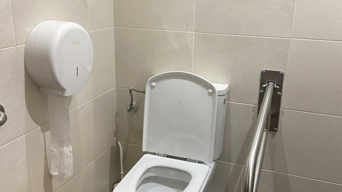 WC accessible amb barra de suport.
