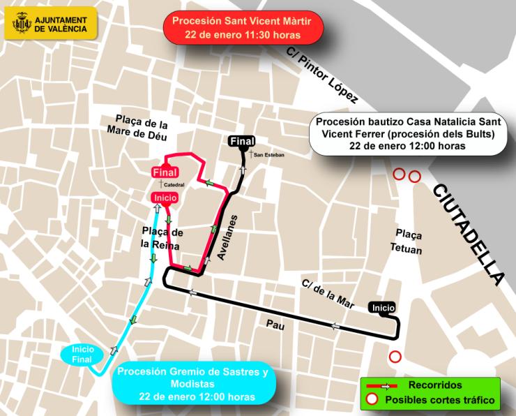 Mapa procesión San Vicente Mártir 2026