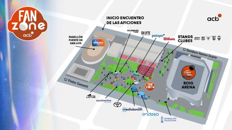 Mapa Fan Zone Copa rey Baloncesto Valencia